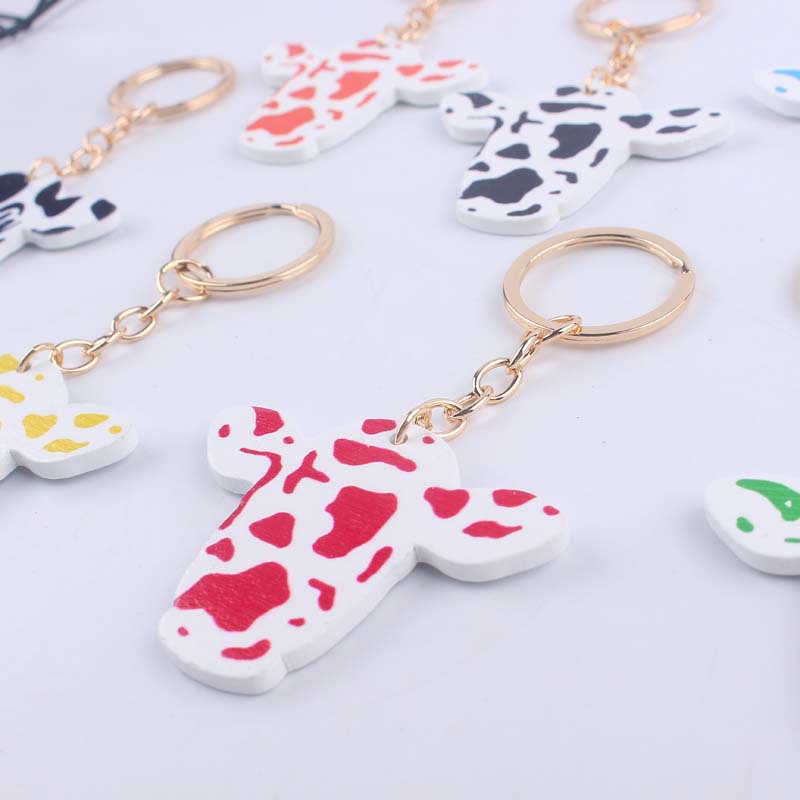 Cute Cows Wood Unisex Keychain display picture 2