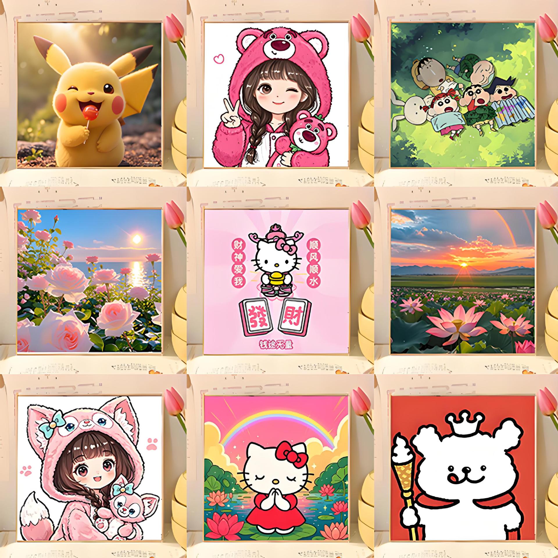 New 20*20 Digital Oil Painting DIY Cartoon Anime Coloring Painting Living Room Decoration Painting Paint by Numbers Filling Painting