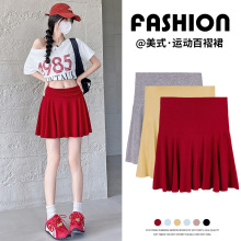 运动网球短裙女2025夏季新款高腰a字百褶裙小个子防走光红色裙裤