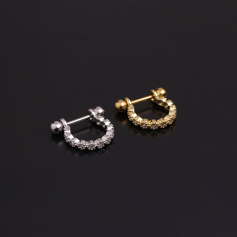 Ear Cartilage Rings & Studs Lady U Shape 316 Stainless Steel  Copper Inlaid Zircon display picture 7