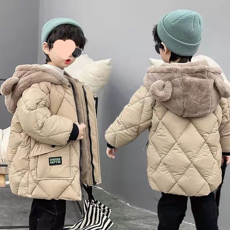 宝宝免洗棉服男童小羊皮棉衣2025冬季儿童棉袄中长款加兔毛