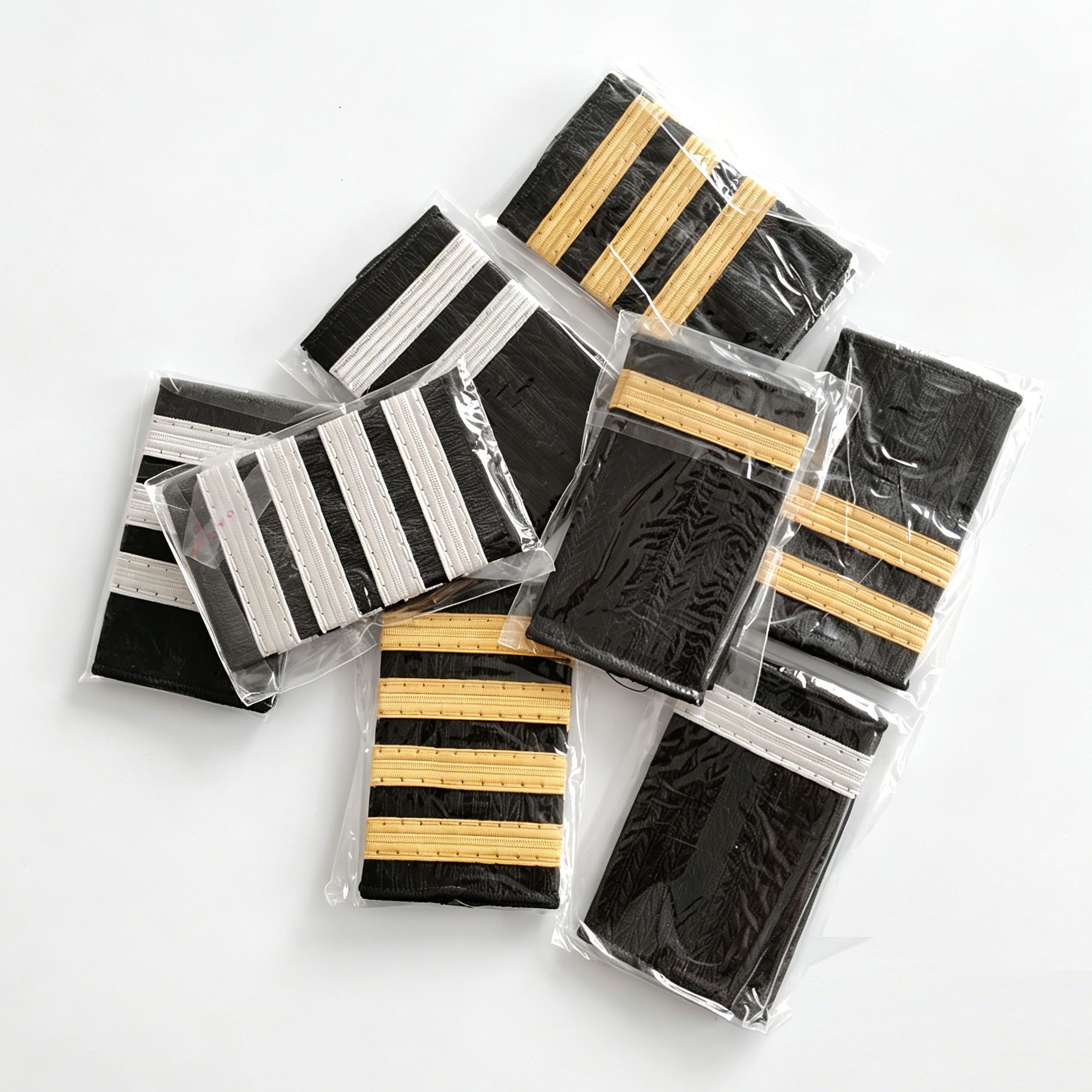 Pilot Aviation Epaulettes, Captain's One, Two and Three Stripes, Flight Attendant Cadet Uniform, Indian Silk Epaulettes