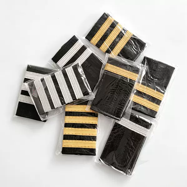 Pilot Aviation Epaulettes, Captain's One, Two and Three Stripes, Flight Attendant Cadet Uniform, Indian Silk Epaulettes