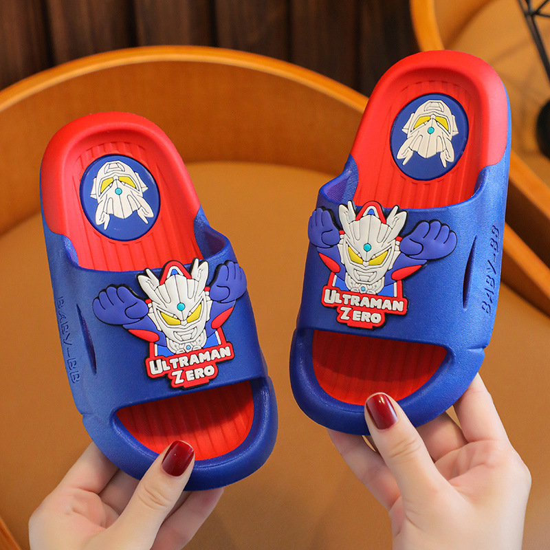 2026 New Model Ultraman Zero Children's Slippers, Boys' Summer Non-Slip Soft-Soled Bathroom Slippers, In-Stock Wholesale