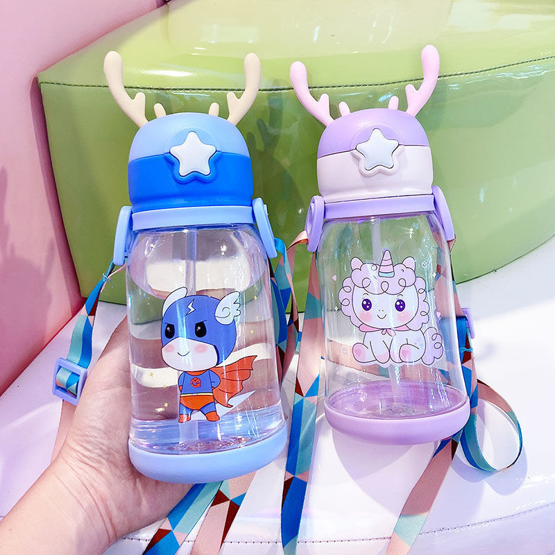 2025 新漫画プラスチックダブルドリンクカップ夏のインターネット有名人ウォーターカップ高価値ポータブル学生カップアントラーカップ|undefined
