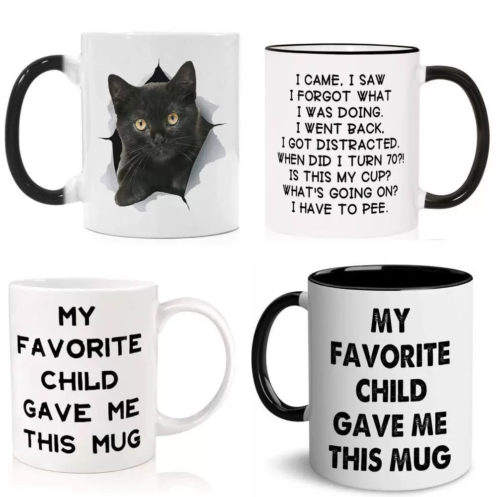 Пожалуйста, переведите на русский: Support Amazon one-piece door-to-door pick-up DIY mug 11OZ black cup white cup color changing cup mug