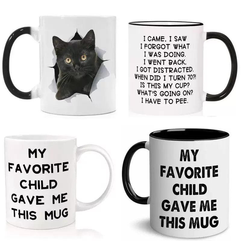 Пожалуйста, переведите на русский: Support Amazon one-piece door-to-door pick-up DIY mug 11OZ black cup white cup color changing cup mug