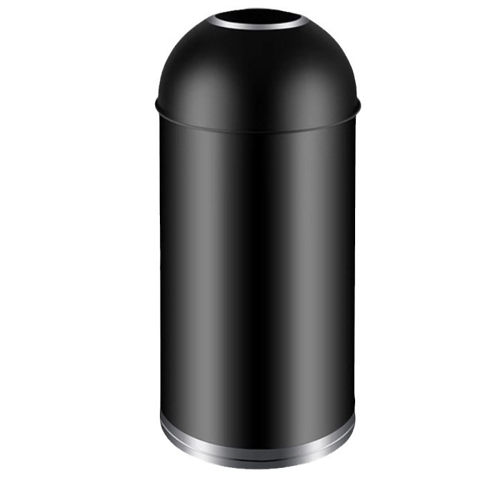 Gran contenedor de basura comercial de gran capacidad de bala de acero inoxidable redonda sin tapa centro comercial de comidas y café tienda de té de leche