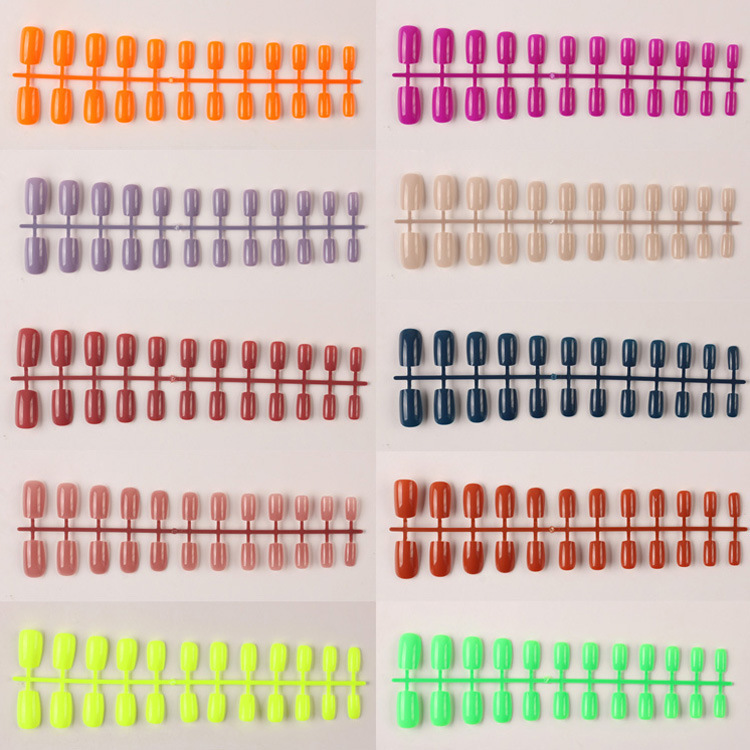 Aliexpress Nude Color Medium Square Nail Tips Fake Nails Nail Extension Stickers Finished Product 10 Colors Versatile Brightening Effect