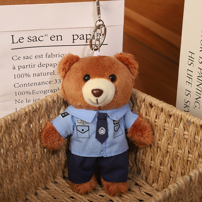 2025 nuevo uniforme de oso fuego cielo azul rescate colgante Teddy bear muñeca juguete de peluche publicidad llavero