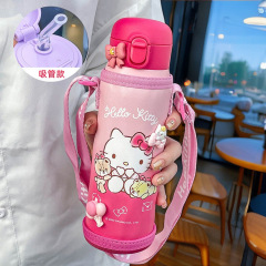 庫洛米兒童保溫杯食品級316學生水杯可愛吸管保溫杯子便攜水壺