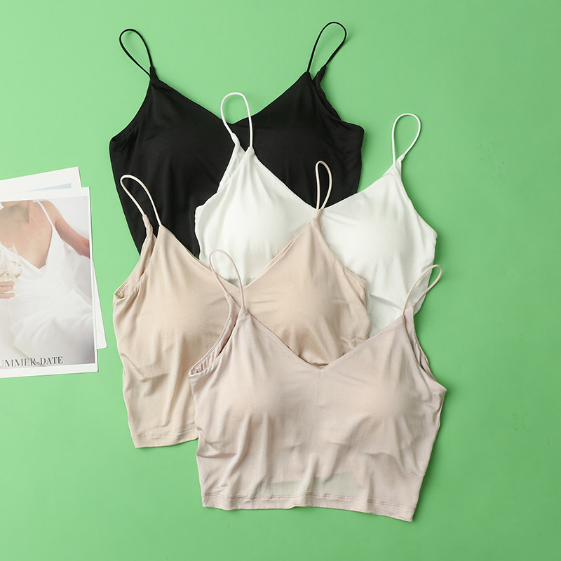 얇은 100 멀 베리 실크 V 넥 스트랩리스 뷰티 백웨어 프리 브라 2-in -1 속옷 카미솔 여성