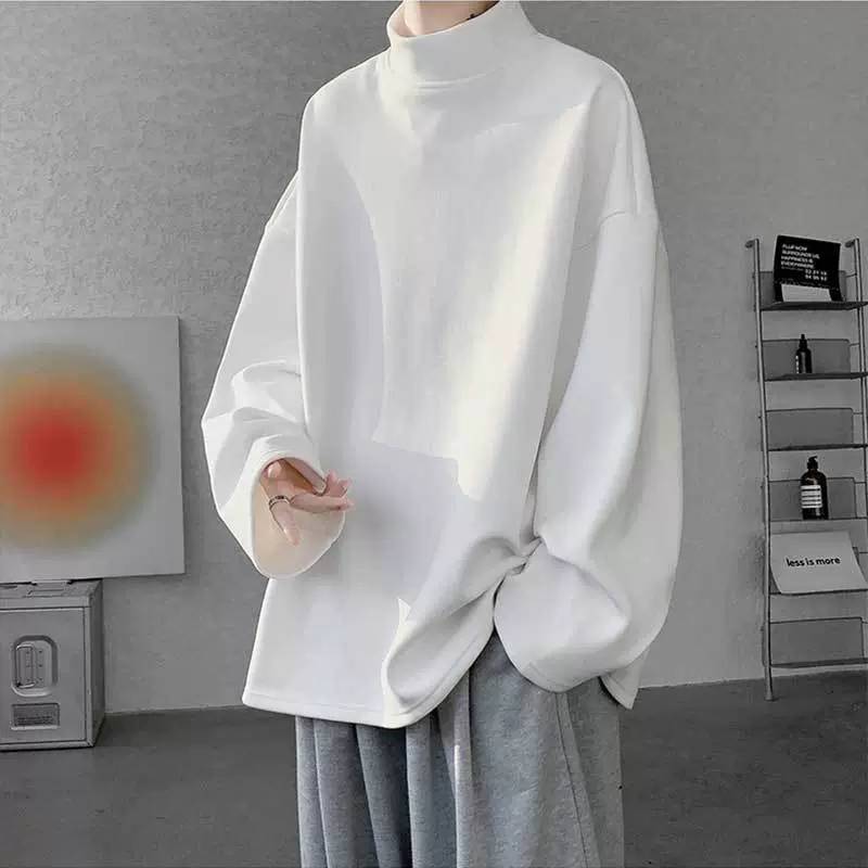 Немецкий бархатный свитер с половинным воротником мужской осень-зима oversize с длинными рукавами и нижней футболкой с американским ретро снаружи