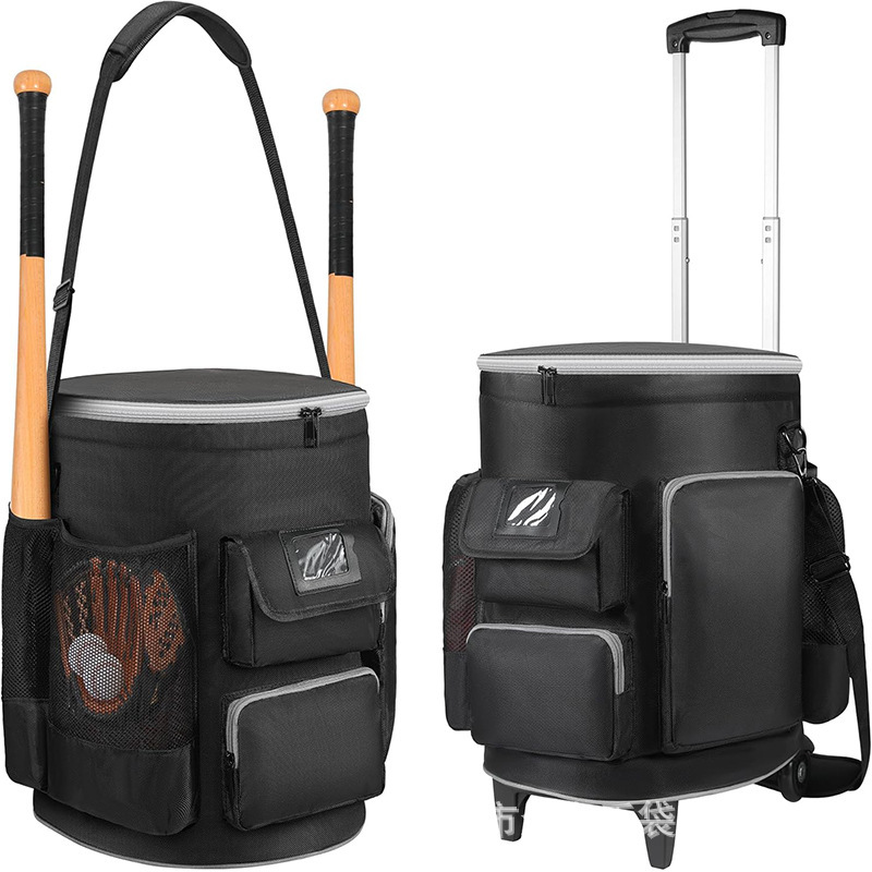 Baseball Bucket Bag Rolling Baseball Coach Bag with Movable Trolley Customizable Large Capacity Pull Rod Baseball Bucket Bag Baseball Bucket Bag Rolling Baseball Coach Bag with Movable Trolley Customizable Large Capacity Pull Rod Baseball Bucket Bag