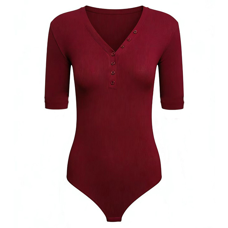 Burgundy one-piece mid-sleeves / S