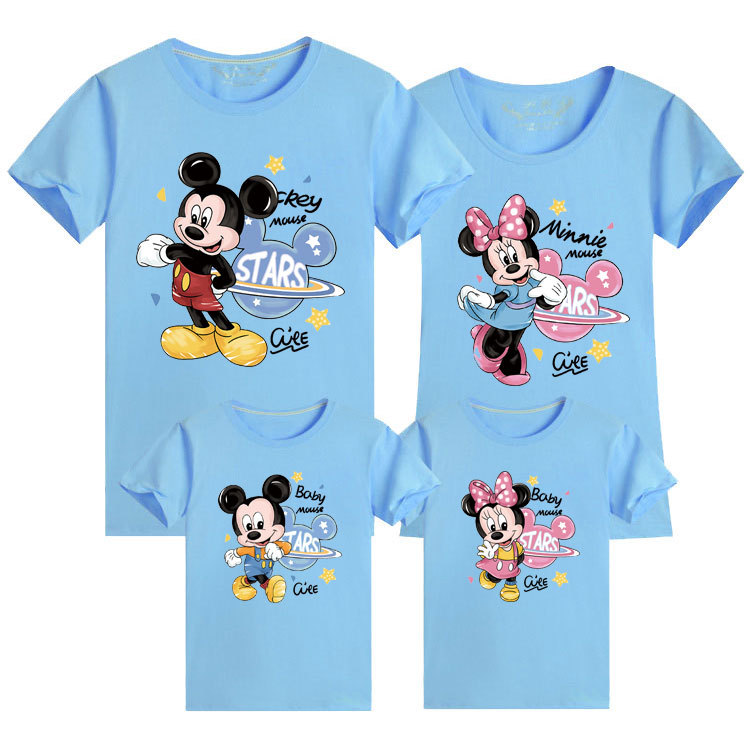 Padre-hijo de manga corta familia de tres bocas cuatro bocas decoración del hogar global Mickey actividad clase ropa madre-hijo Camiseta de mujer moda
