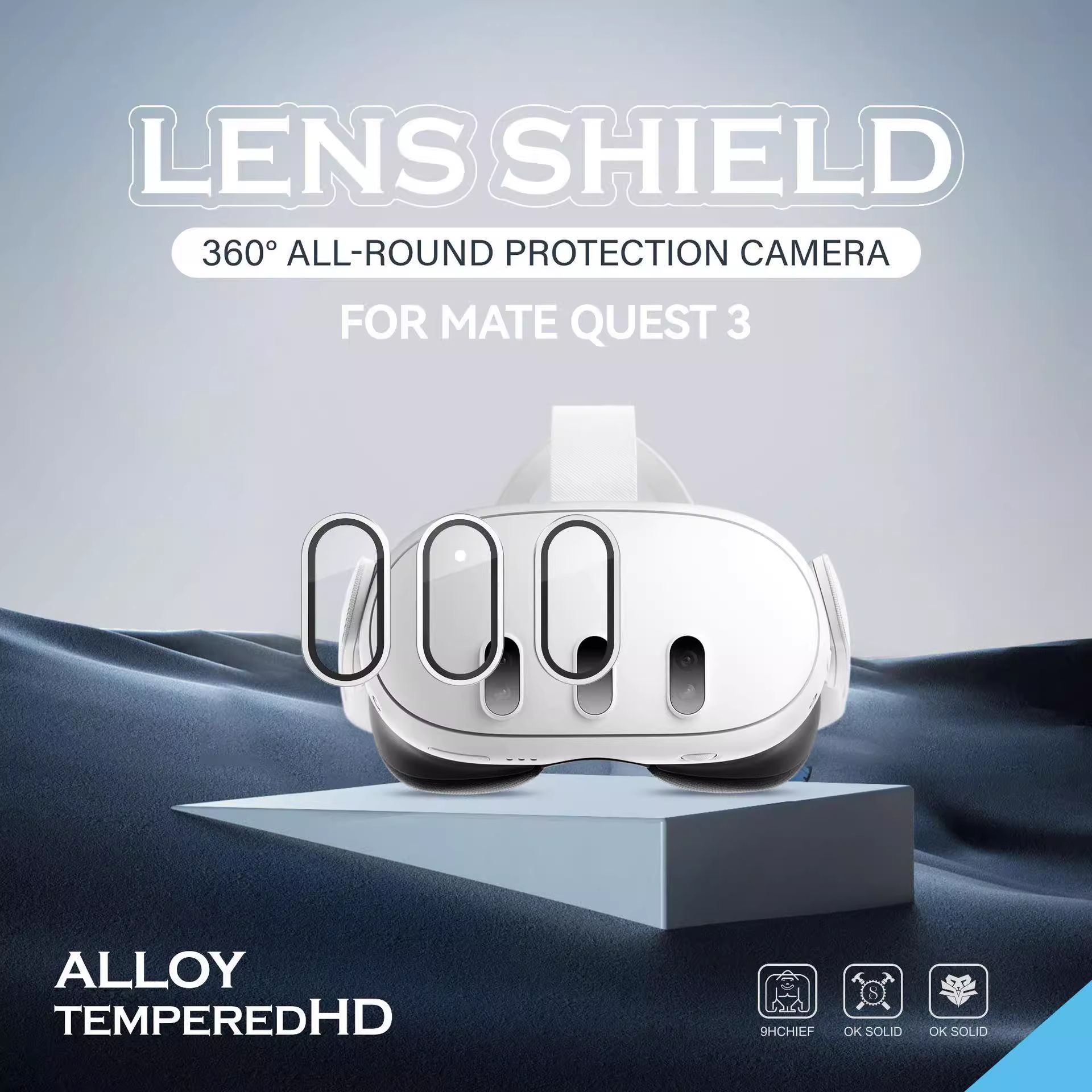 Aplicable a quest3VR película endurecida adhesivo protector de alta definición metal ojo de halcón adhesivo protector de lente anti-rascar, anti-desgaste y antipolvo