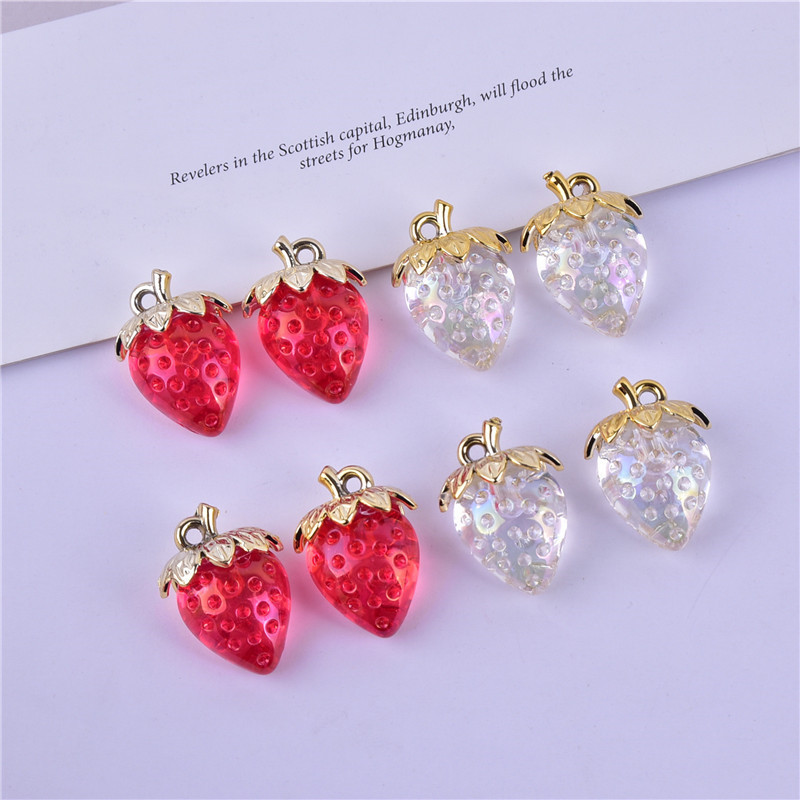 Strawberry Pattern 10 PCS/Package 23*32mm Resin Strawberry Pendant