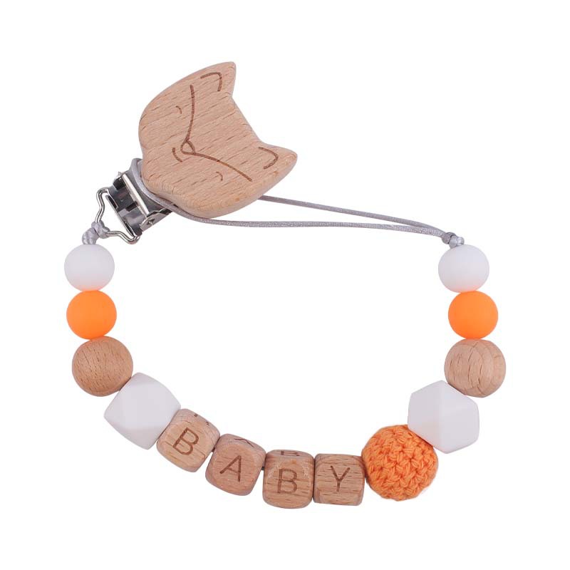 Nuevo bebé suministros de dibujos animados animal haya chupete clip calmante bebé DIY nombre chupete de silicona anti-gota cadena