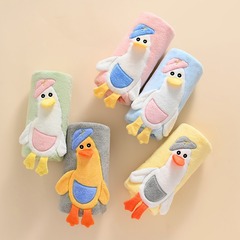 Bulk wholesale children's geese bath robe coral velvet water-absorbent poncho baby bath robe with hood baby can wear wrap bath towel