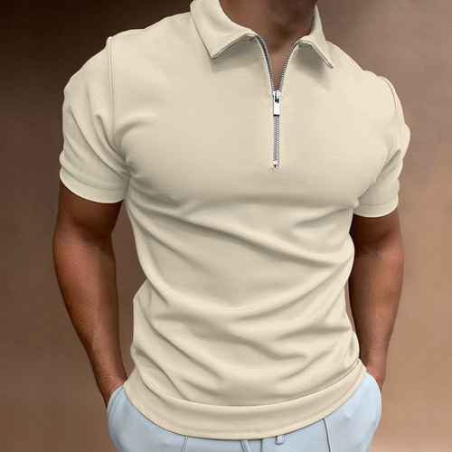 2024 Cross-border Summer Men's Polo Shirt Solid Color Short Sleeve Collar T-shirt Casual Trendy Top Western Men's Clothing