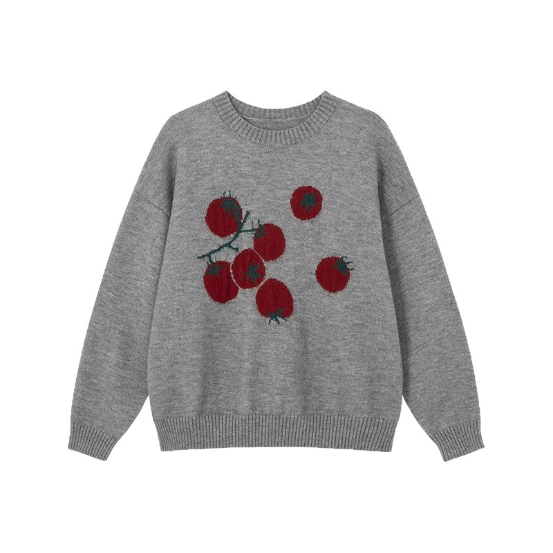 2025 suave tomate nuevo Jacquard de cuello redondo suéter de punto otoño y invierno coreano casual suave blusa de moda image 6