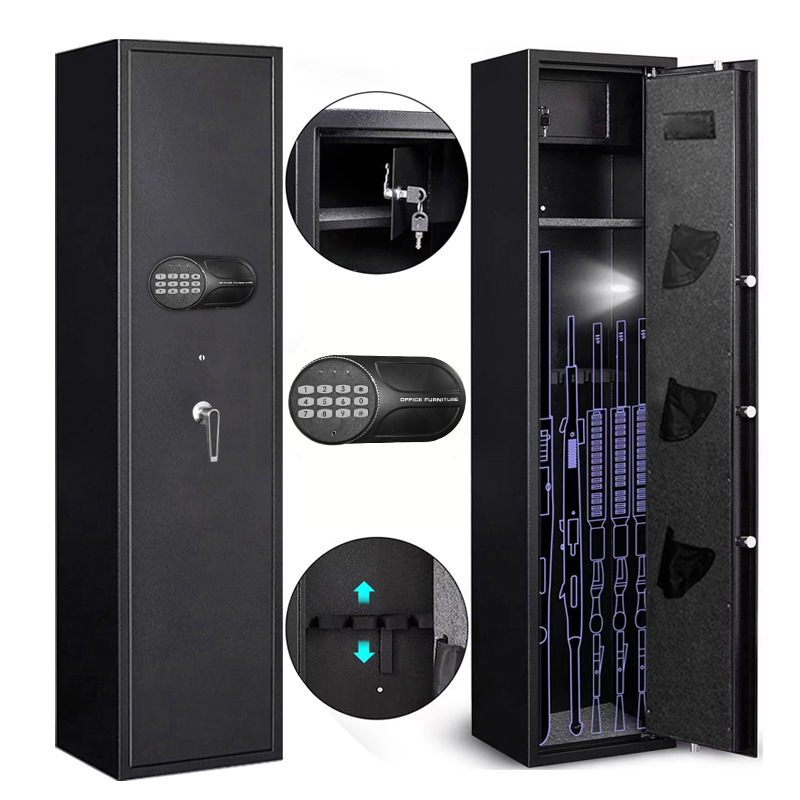 亚马逊双重防盗指纹识别电子密码锁5支长枪柜专供海外市场批发