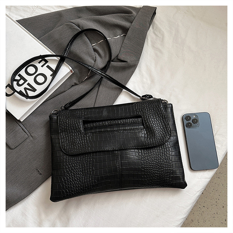 New cross-border foreign trade crocodile pattern strap clutch bag, large-capacity file bag, storage bag, official document bag, crossbody bag undefined