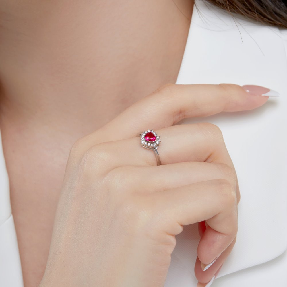 1 Piece Quantity 925 Sterling Silver Zircon Heart Shape Open Rings
