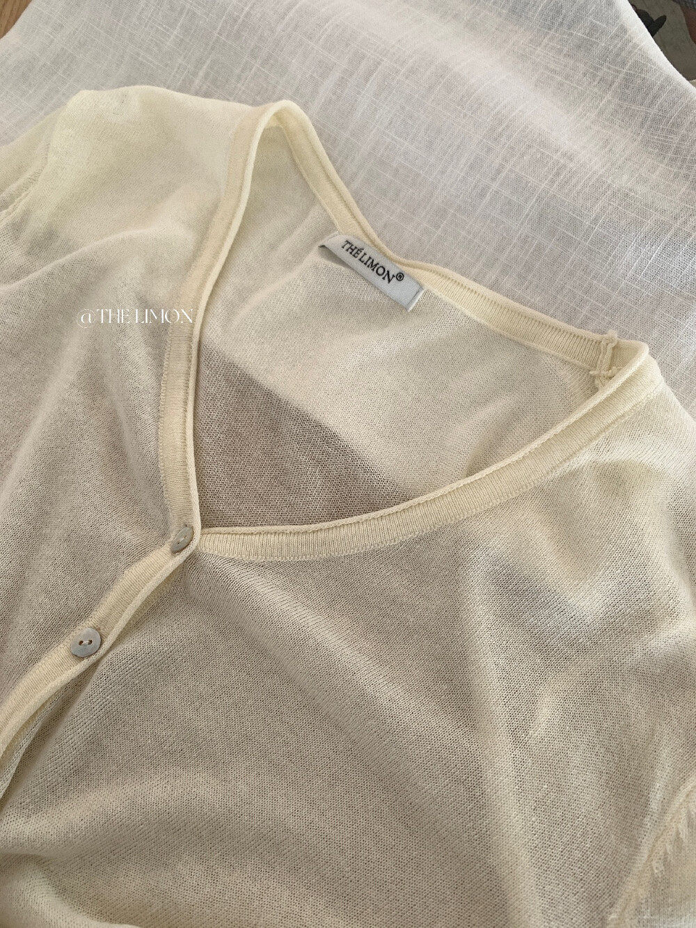 Áo khoác cardigan V-neck dệt kim sợi tencel linen chống nắng mỏng nhẹ xuân hè — Đỏ thẫm, Xám cacbon, xám đậm, trắng ngà chi tiết 14