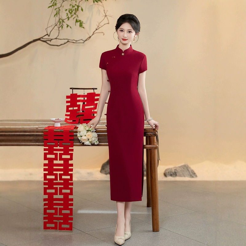 Bride's Toast Dress 2026 Summer New Style for Mother-In-Law Wedding Banquet Long Style for College Entrance Exam Mom Style Cheongsam Dress