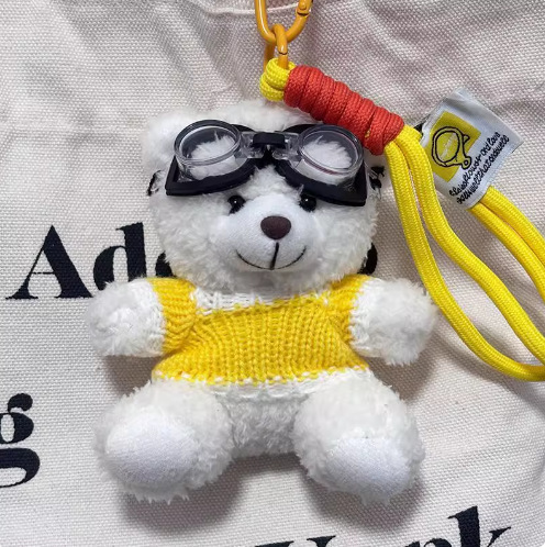 Cámara flash osos colgantes bolsos de peluche muñeca tela muñeca pareja llaveros regalo de cumpleaños creativo