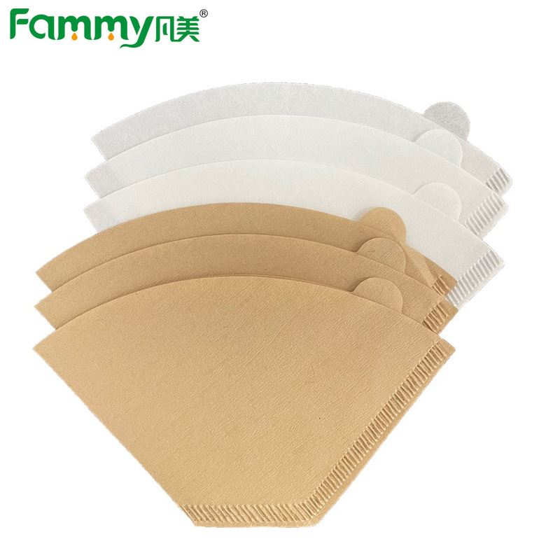 U102 Raw Wood Pulp Coffee Filter Paper Hand-Brewed Filter Paper Fan-Shaped Conical Filter Drip Coffee Pot Filter Paper 100 Pieces