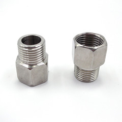 4mm, 6mm, 1-inch stainless steel threaded extension coupler with internal and external threads—tapered reducer featuring both inner and outer threading