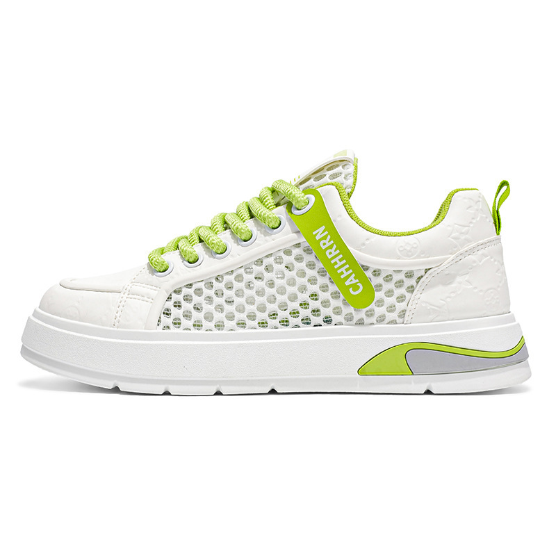 Zapatillas huecas de red grande, zapatos casuales de malla para jóvenes estudiantes, verano 2025, todo fósforo, nicho, zapatos de moda para hombres
