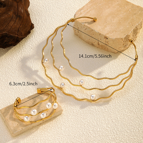 Cross-border European and American new luxury simple high-grade pearl line beauty 18k304 stainless steel bracelet 