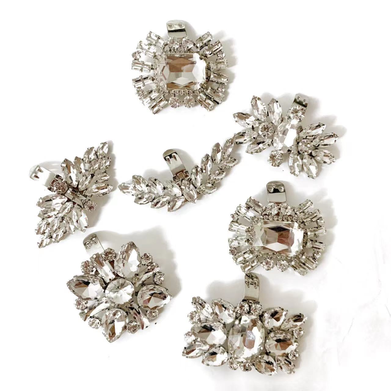 Sandalias extraíbles tacones altos accesorios aleación rhinestone zapatos flor zapato hebilla accesorios superior versátil toe decoraciones