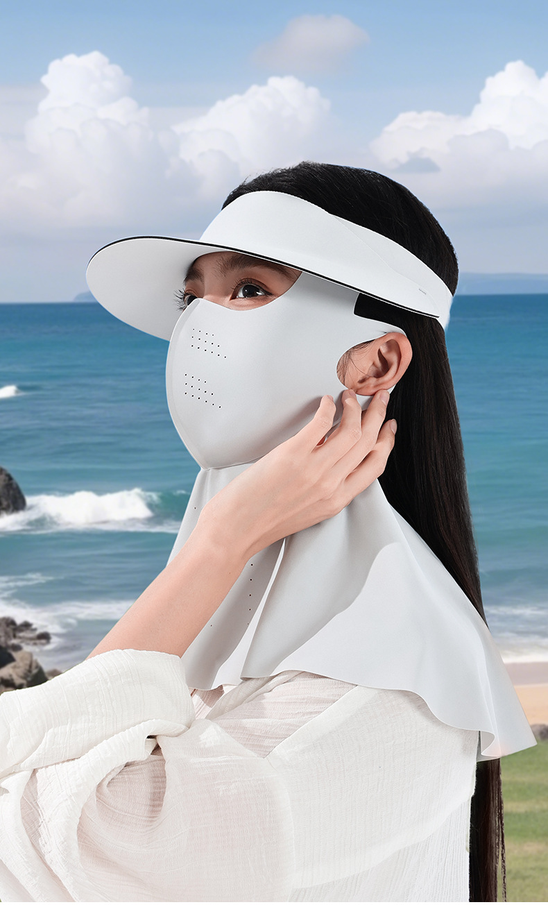 【中国直邮】 GoloveJoy 夏季新款 遮阳防晒帽 冰丝透气 防紫外线 可拆卸 豆沙粉/套