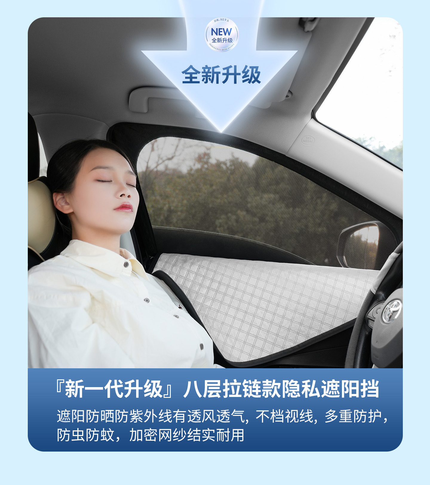 Cross-Border Shipping of Eight-Layer Thickened Zippered Car Accessories, Car Sunshade Curtain, Privacy Protection, Anti-Peeping Car Window Sunshade