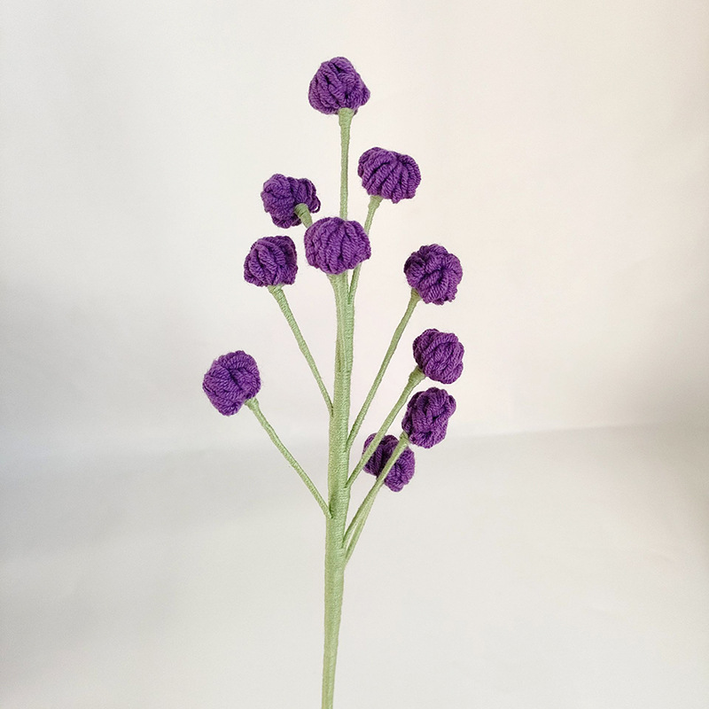 Ramo de flores eternas tejidas a mano multicolor acabado flor falsa Ramo de frutas pequeñas tejidas a todo fósforo de lana con hierba