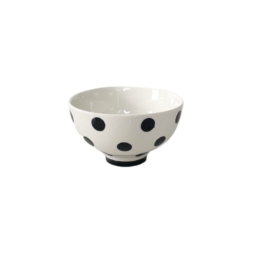 High-looking black and white polka dot ritual ceramic rice salad bowl home bowl dish plate one person food tableware bowl plate