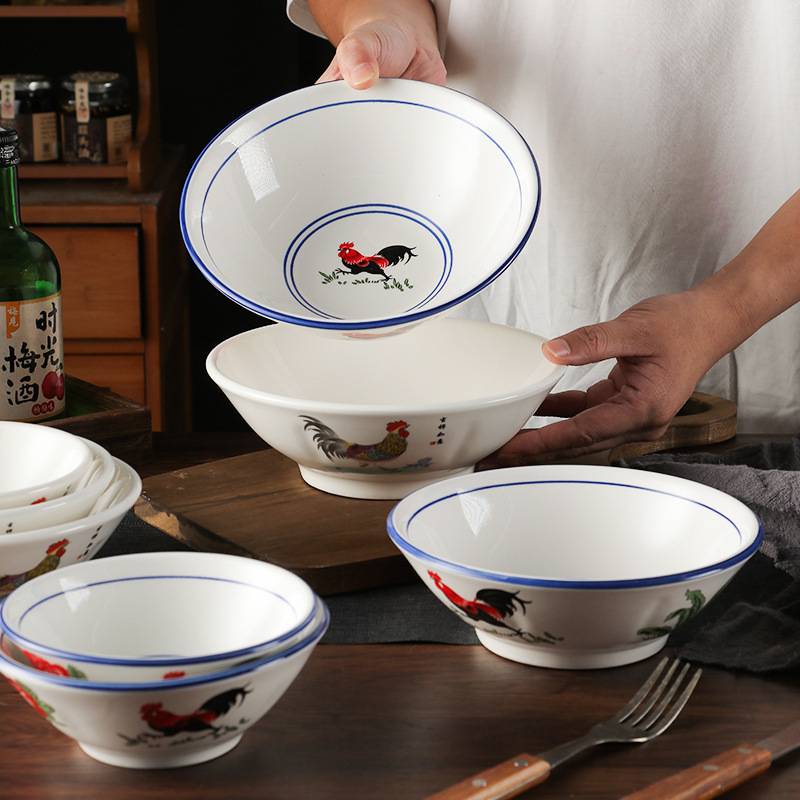 Ceramic Rooster Bowl, Nostalgic Old-Fashioned Rooster Bowl, Rooster Bowl for Serving Portions, Movie Prop Bowl, Ceramic Pig's Trotters Rice Bowl Ceramic Rooster Bowl, Nostalgic Old-Fashioned Rooster Bowl, Rooster Bowl for Serving Portions, Movie Prop Bowl, Ceramic Pig's Trotters Rice Bowl