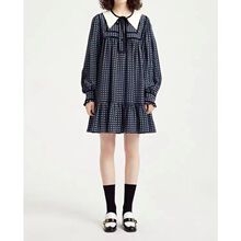 卡纷女装2022秋冬新款复古花卉印花真丝长袖连衣裙