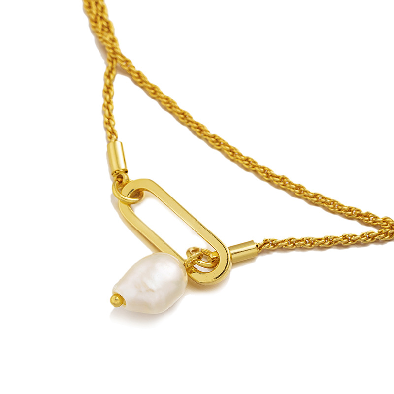 Transfronterizo retro latón dorado collar de perlas de alta calidad collar de suéter de mujer otoño y invierno larga sensación de lujo ligero simple versátil