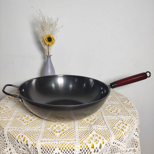 Factory direct sales second generation oxidized non-stick pan flat-bottomed wok without oil smoke frying pan induction cooker gas stove universal