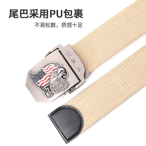 American Eagle Smooth Buckle Canvas Belt Men's Tactical Youth Outdoor Jeans Belt New Casual Wholesale Women