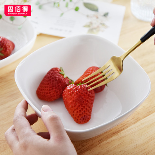 Creative pure white household bone china small dishes and snack plates, hotel commercial square towel plates, square plates for pastries and snacks