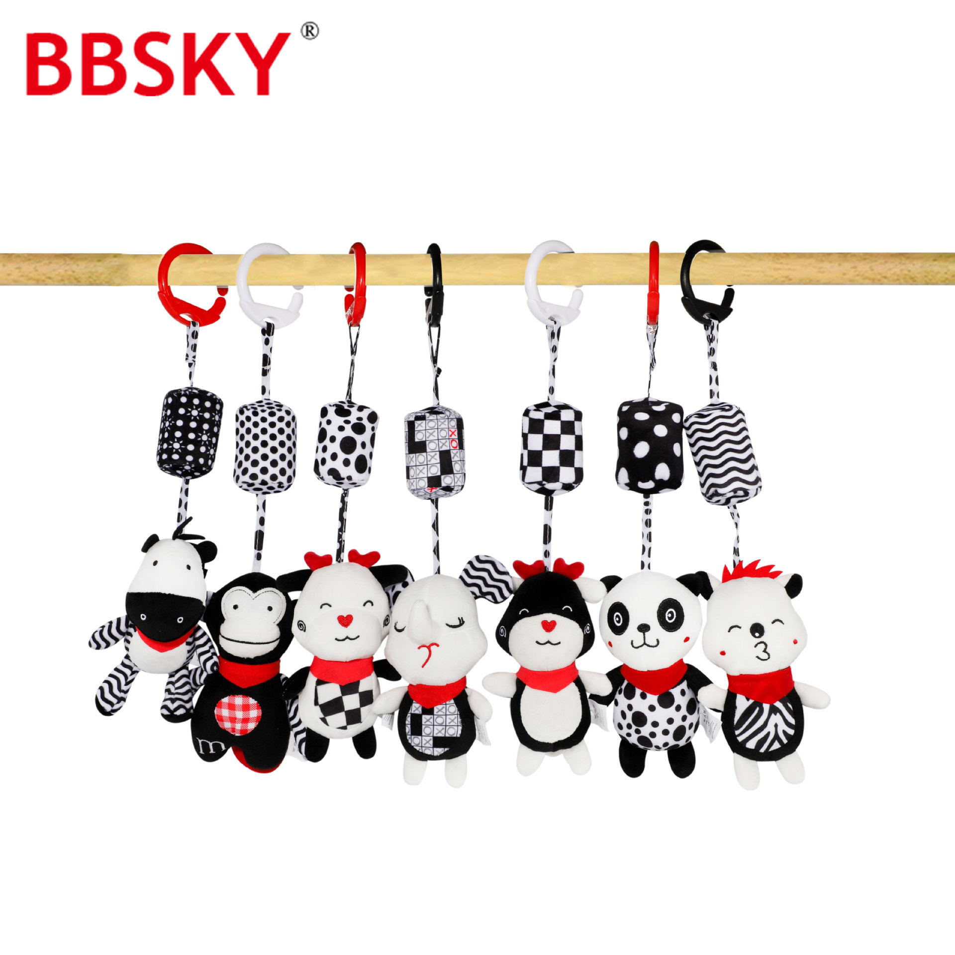 Juguete educativo para bebés en blanco y negro, coche colgante para la cama, juguete visualmente estimulante para bebés de 0 a 3 meses para seguir y perseguir.