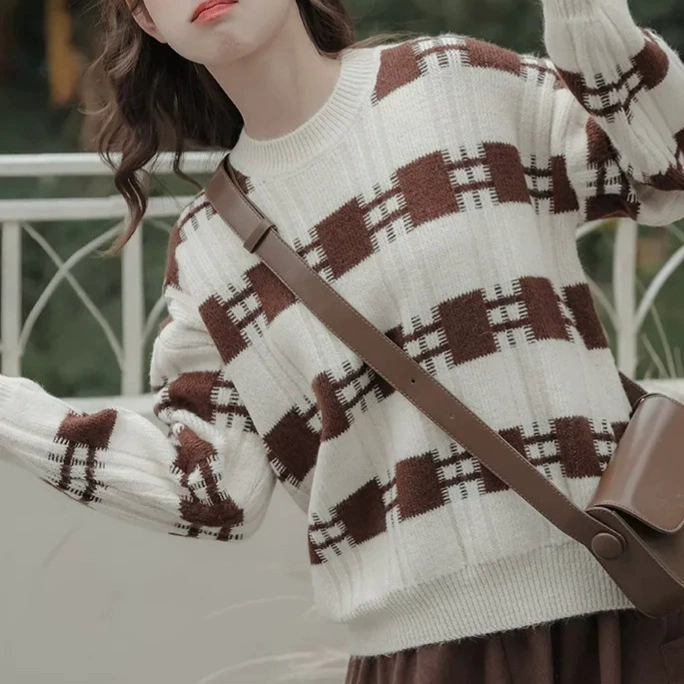 Трансграничное сладкое молоко хорошо носить толстый свитер женский осень и зима 2024 новый весенний и осенний нижний топ