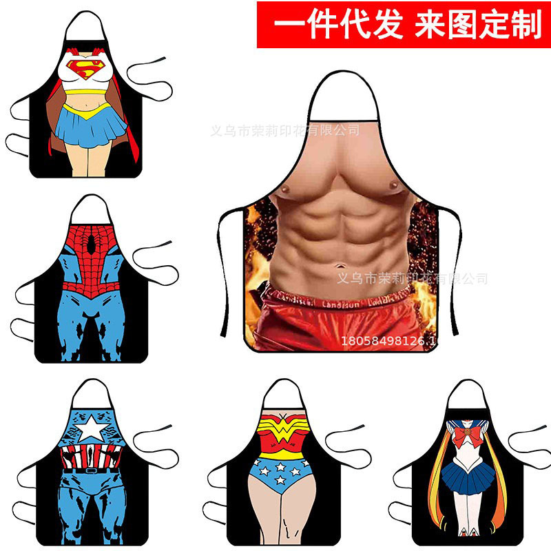 Delantal de comercio electrónico transfronterizo venta al por mayor delantal de vacaciones impresión ahora creativo divertido pareja barbacoa delantal impermeable